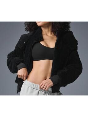 Alo Yoga Foxy Sherpa Jacket Black Color Womens Size Large NWT